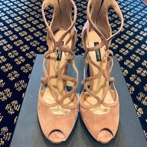 Dolce & Gabbana Pink Suede Open Toe Pumps Heels Size 9 (Euro 39)